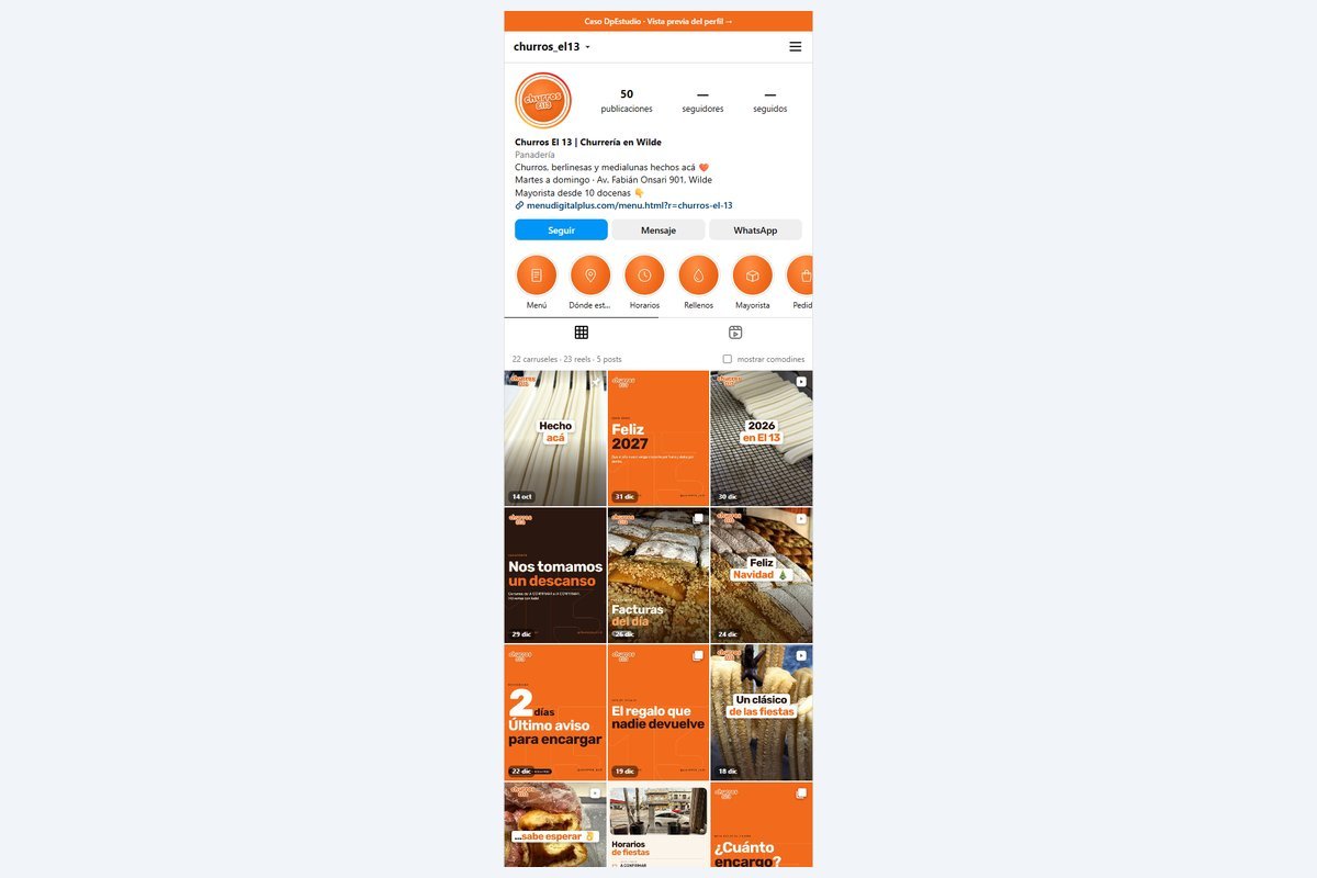 Grilla del perfil de Instagram planificada