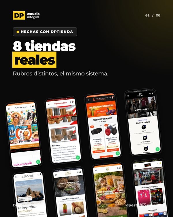 8 tiendas reales · DP Estudio Integral