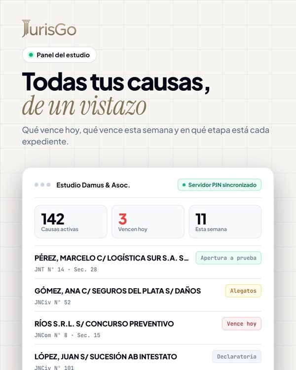 Todas tus causas, de un vistazo · iuris Go