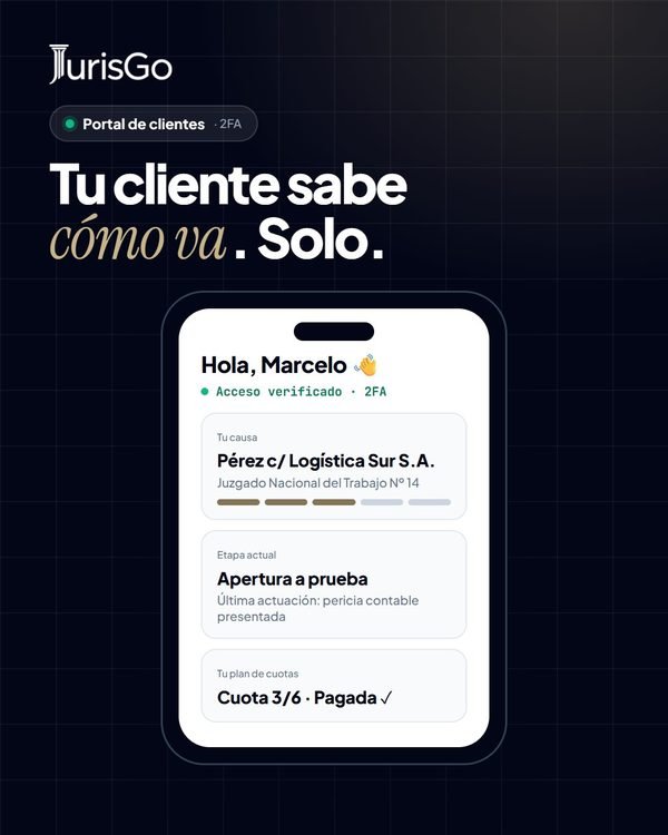 Tu cliente sabe cómo va. Solo. · iuris Go
