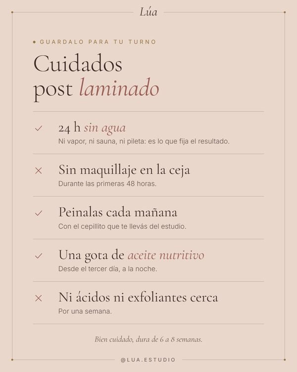 Cuidados post laminado · Lúa