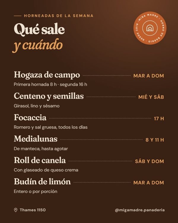 Qué sale y cuándo · Miga Madre
