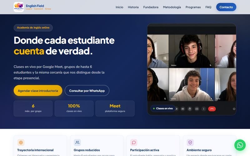 Sitio web de English Field Online hecho por DpEstudio