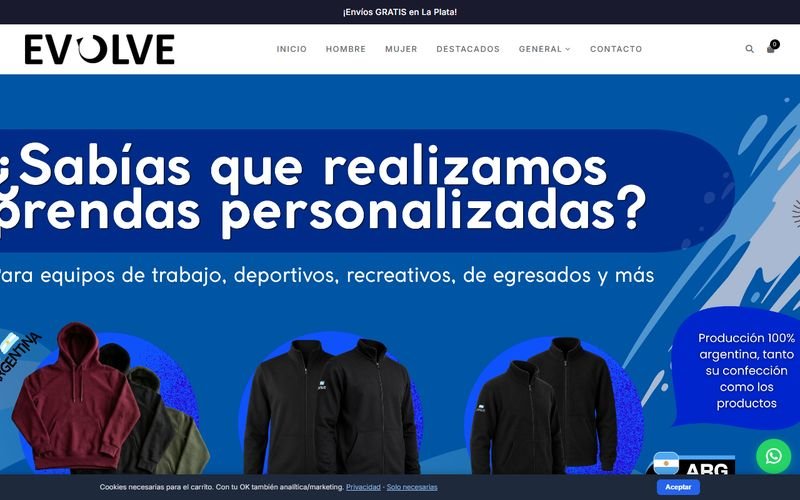 Sitio web de Evolve Indumentaria hecho por DpEstudio