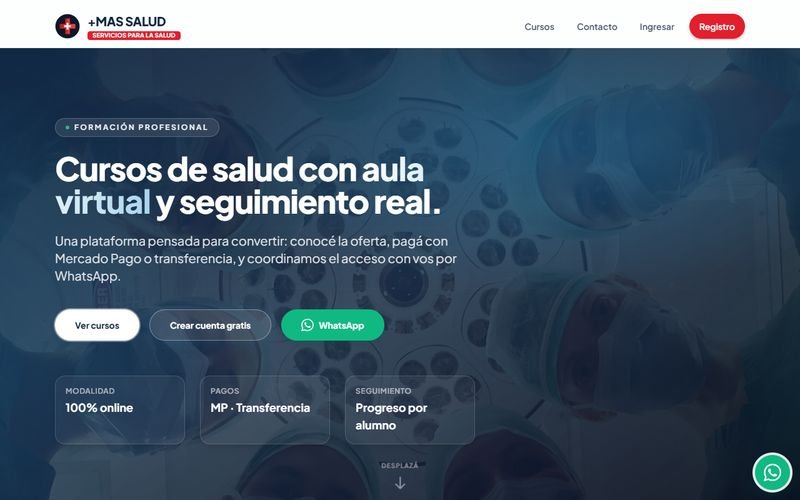 Sitio web de Mas Salud Cursos hecho por DpEstudio
