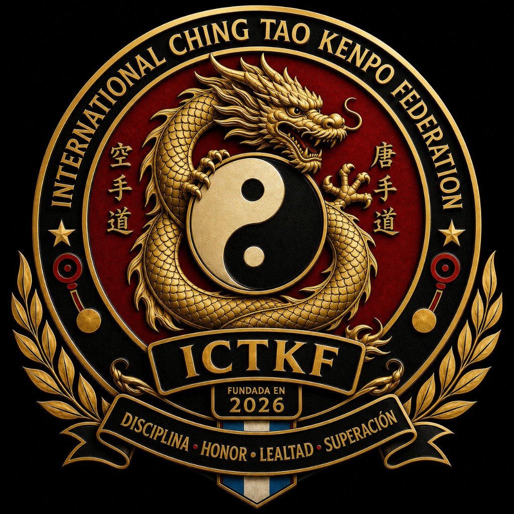 Logo International Ching Tao Kenpo Federation — fundada en 2026. Disciplina, honor, lealtad, superación