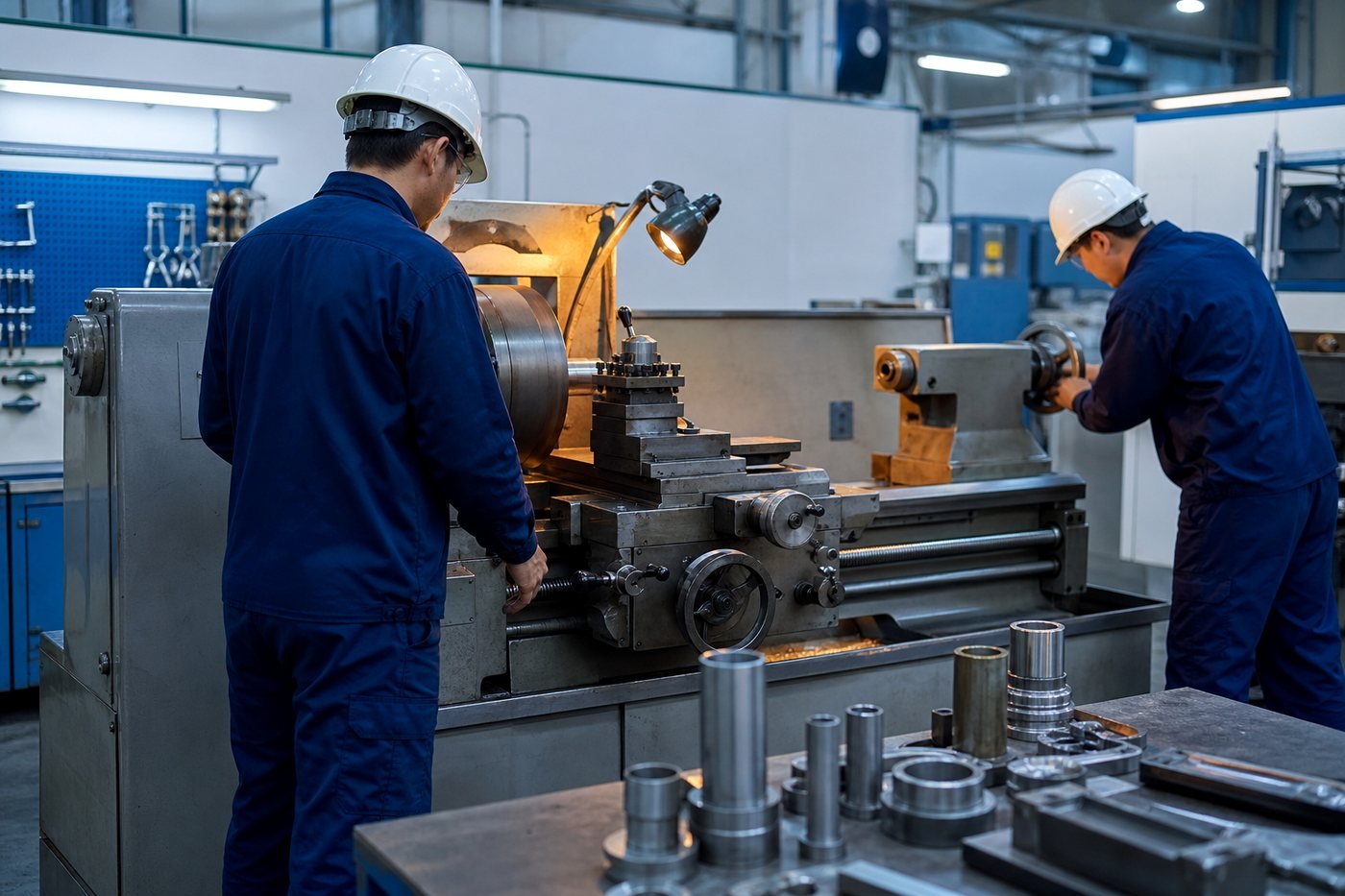 Taller LAOS: técnicos trabajando en torno
