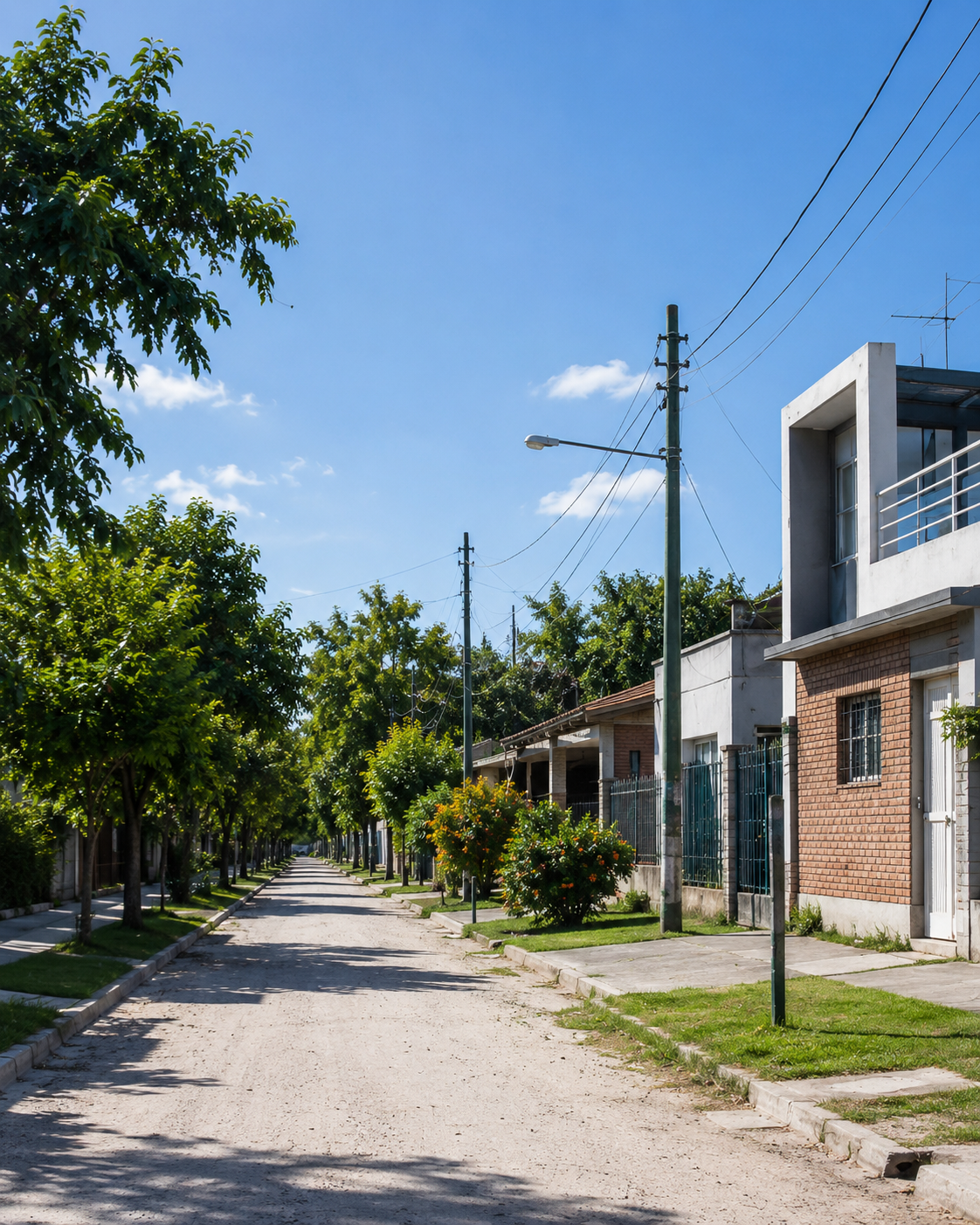 Calle residencial arbolada de Funes Santa Fe