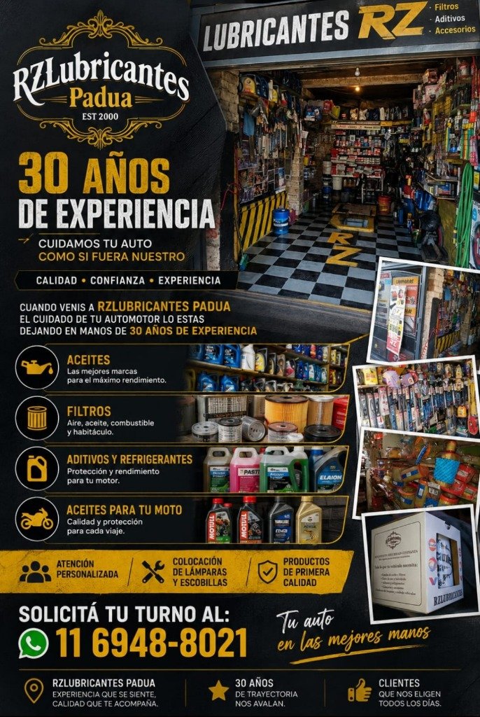 Flyer Promocional RZ Lubricantes Padua